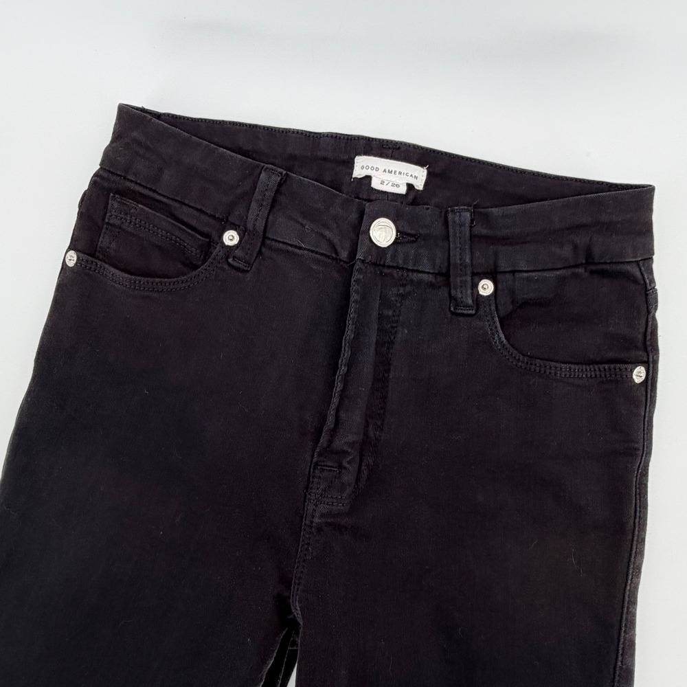 Good American Good Waist Skinny Jeans Size 2/26 High Rise Stretch Denim Black